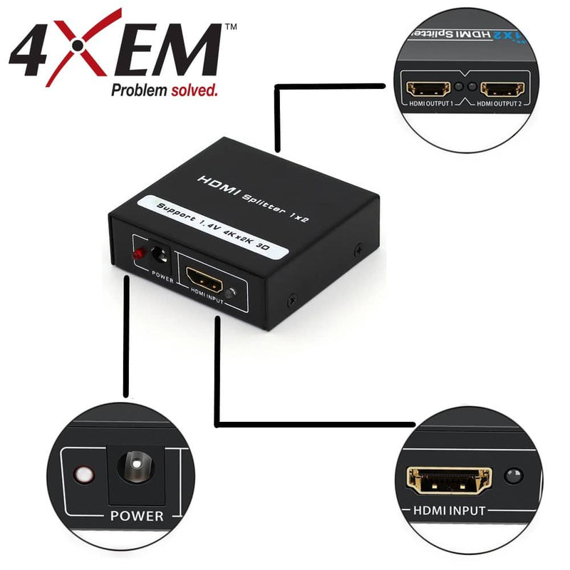 Load image into Gallery viewer, 4XEM 2 Port HDMI Splitter Supports 3D 4K/2K