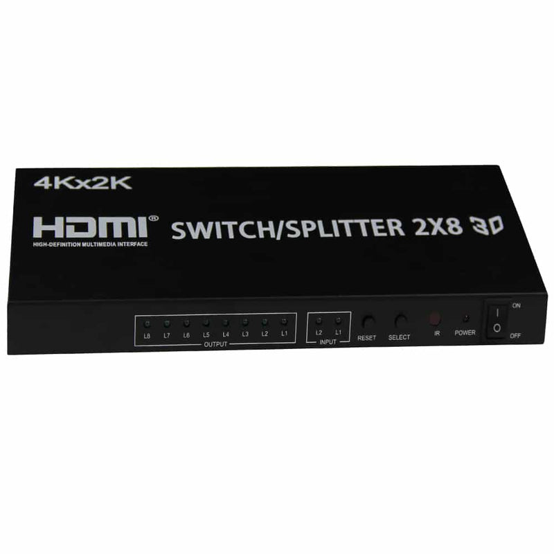 Load image into Gallery viewer, 4XEM 2x8 Port HDMI SplitterSwitcher Supports 3D 4K/2K