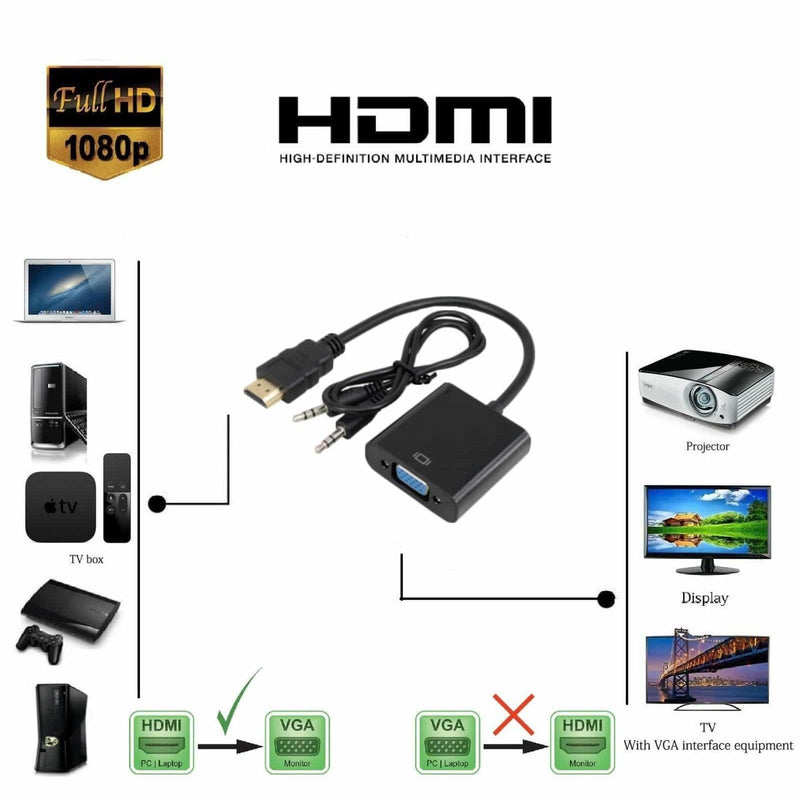 Load image into Gallery viewer, 4XEM HDMI to VGA Adapter With 3.5mm Audio Cable- Black