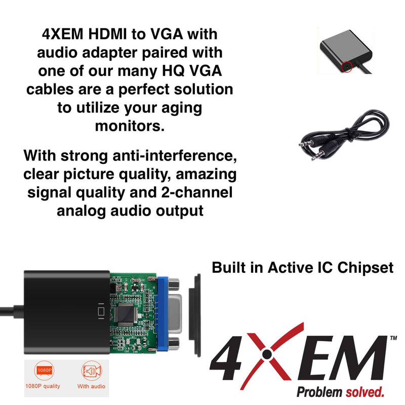 Load image into Gallery viewer, 4XEM HDMI to VGA Adapter With 3.5mm Audio Cable- Black