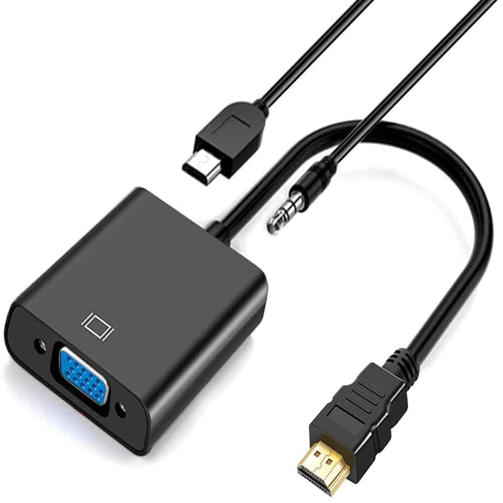 4XEM HDMI to Adapter with Power and 3.5mm Audio Cable - Black