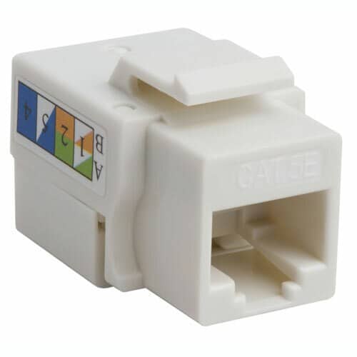 Load image into Gallery viewer, Close up image of a CAT RJ-45 Keystone Jack used in connecting bulk cable
