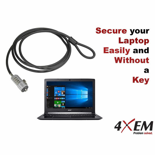 4XEM Laptop Combination Lock- 6FT (Black)