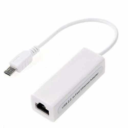 Load image into Gallery viewer, White USB-c connector to rj-45 ethernet port adapter. Connected by short cable offering fast speeds