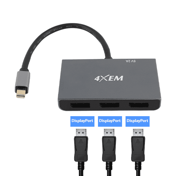 Load image into Gallery viewer, 4XEM 3-Port Mini DisplayPort to DisplayPort 8K Dual 4K Multi-Monitor Hub