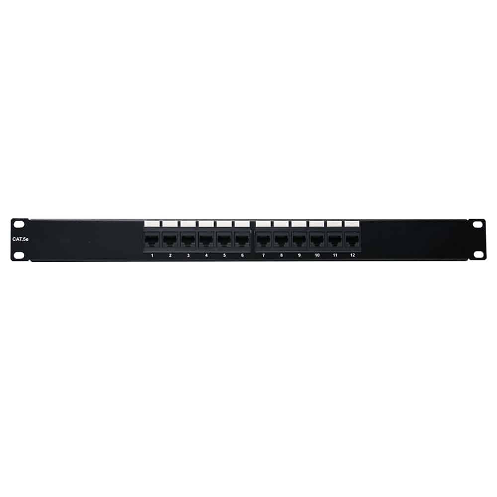4XEM 12-Port Cat5e Patch Panel – Rackmount Ethernet Management