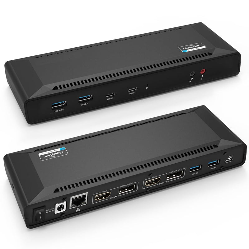 Load image into Gallery viewer, 4XEM USB Power Delivery Docking station that offers video, audio, charging and ethernet connections. HDMI, DisplayPort, USB-A 3.0, USB-C and RJ-45 ethernet