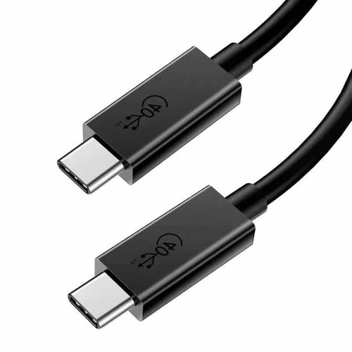 USB-C to USB-C black colored cables offering 40Gbps speeds against white background