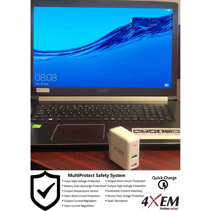 Load image into Gallery viewer, 4XEM 30W DUAL USB A WALL CHARGER FAST CHARGING QUICK CHARGE 3.0