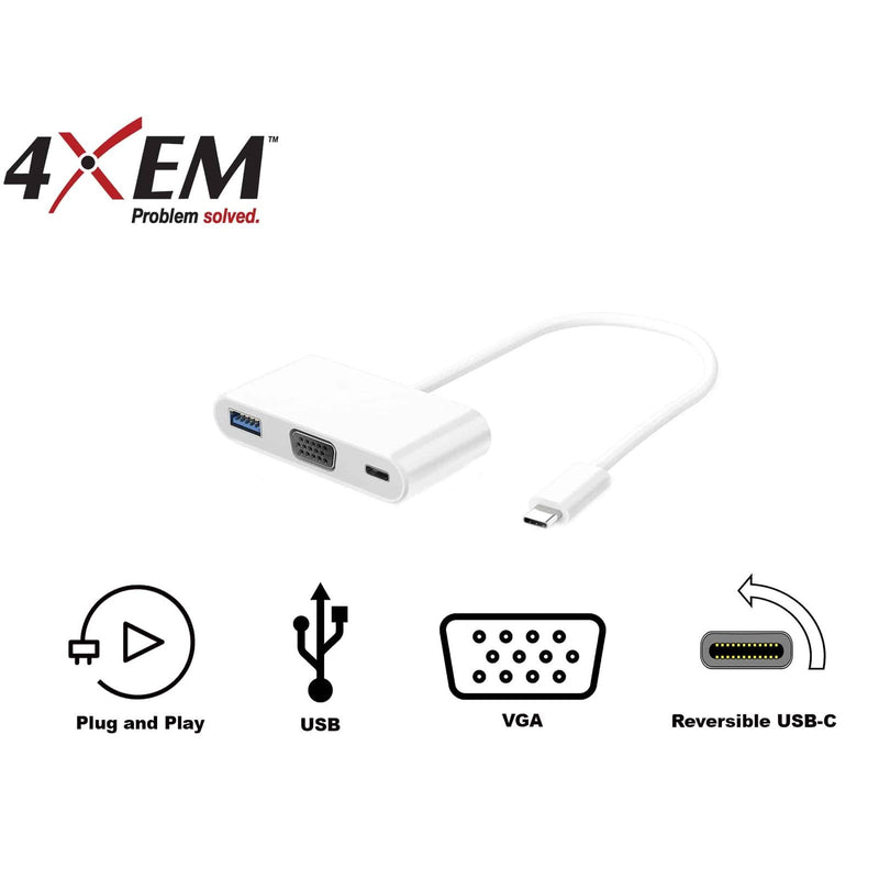 Load image into Gallery viewer, Image shows the logos for plug and play connectivity, USB functionality, VGA, and reversible USB-C
