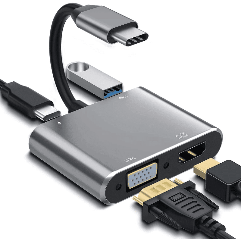 Load image into Gallery viewer, 4XEM 4-in-1 HDMI, VGA, Power Delivery USB-C Hub
