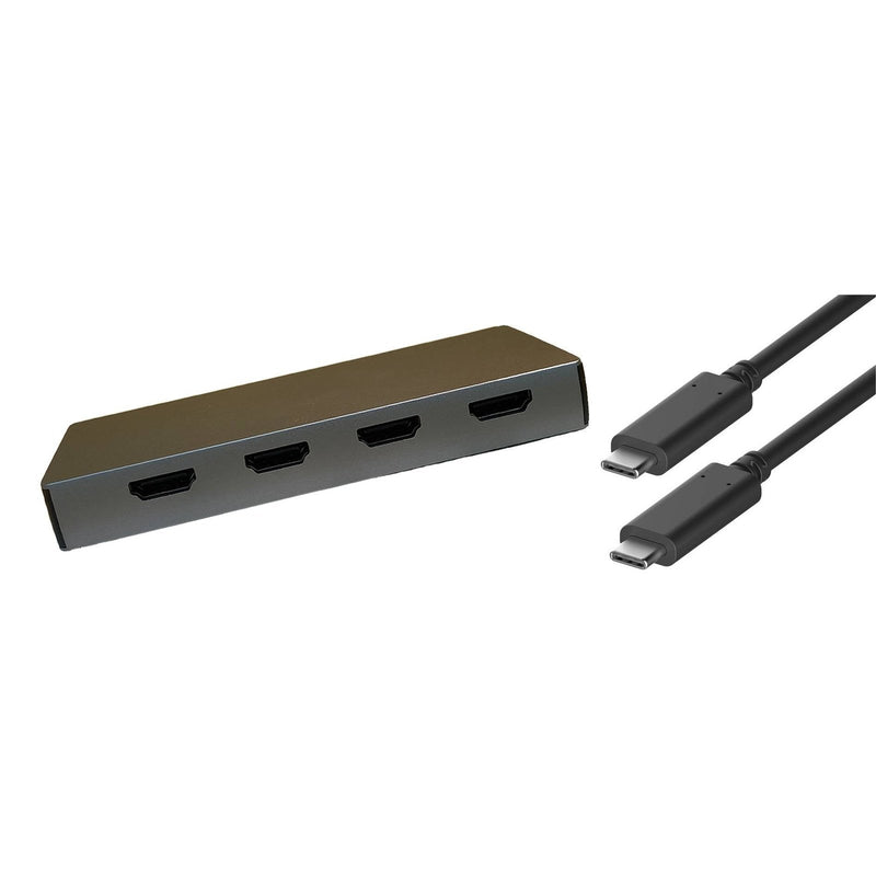 Load image into Gallery viewer, 4 port HDMI display adapter with a USB-C to USB-C cable for connection