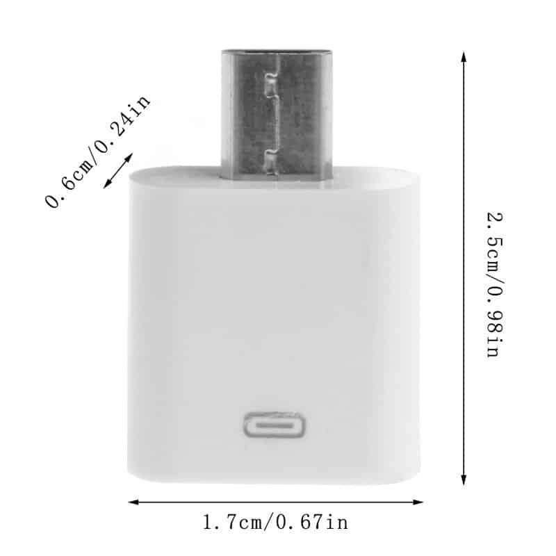 Load image into Gallery viewer, 4XEM USB-C Male to 8-Pin Female Adapter dimensions 0.98 in length, 0.67 in width
