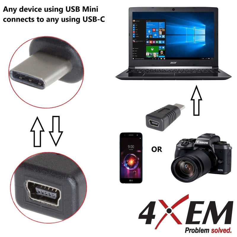 Load image into Gallery viewer, 4XEM USB-C to Mini USB 2.0 Type-B Adaptor