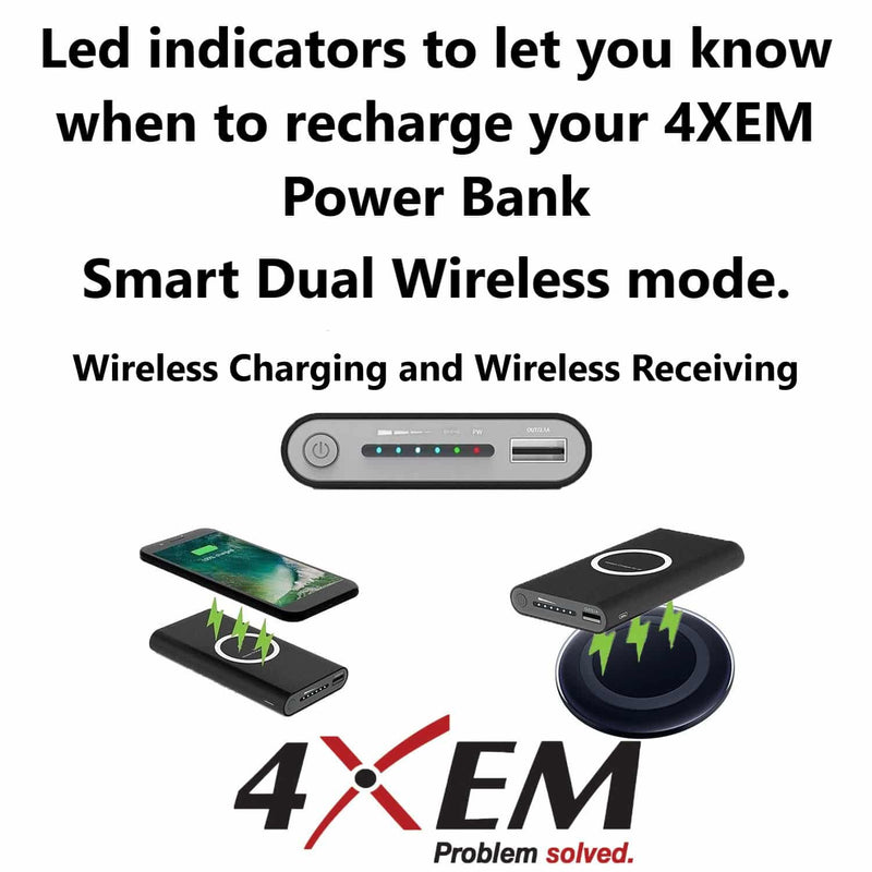 Load image into Gallery viewer, 4XEM Fast Wireless Charging Power Banks with a 10000mAh Capacity Black