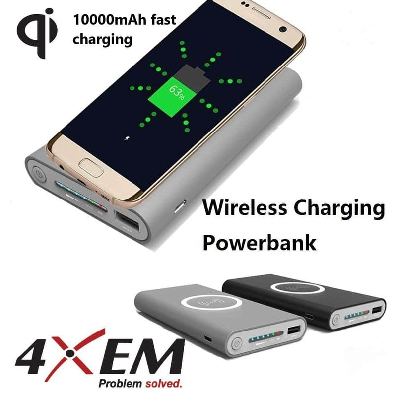 Load image into Gallery viewer, 4XEM Fast Wireless Charging Power Banks with a 10000mAh Capacity Black