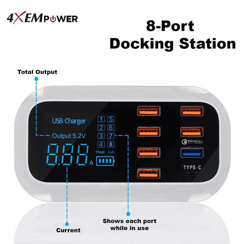 Load image into Gallery viewer, 4XEM 40W 8-Port USB Desktop Charger Quick Charge QC
