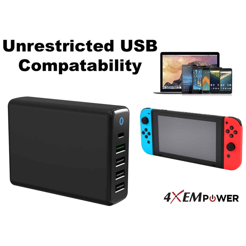 Load image into Gallery viewer, 4XEM 5-Port USB Home Charger with QC & PD