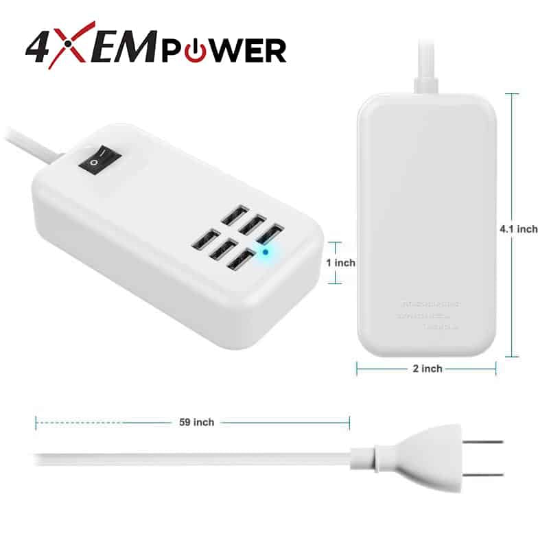 Load image into Gallery viewer, 4XEM 30W 6-Port USB Power Adapter with Power Switch