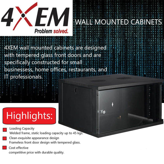 4XEM 12U 24” Deep Wall Mount Server Rack
