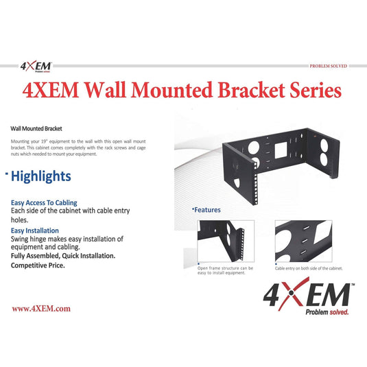 4XEM 2U Open Wall Mount Bracket