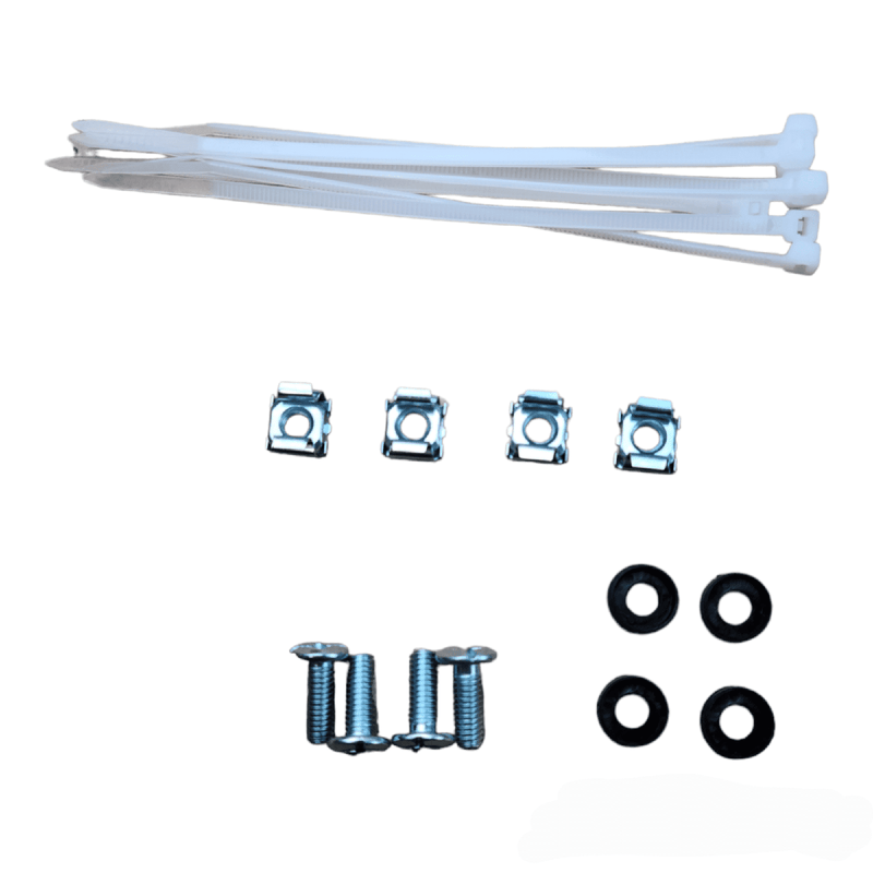 Load image into Gallery viewer, image of zipties, screws, washers all used for assembly of patch panel