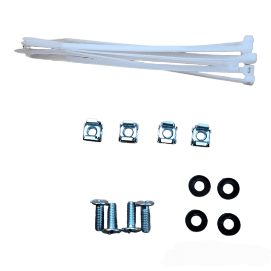 image of zipties, screws, washers all used for assembly of patch panel