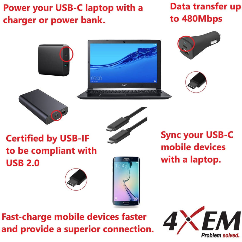Load image into Gallery viewer, 4XEM USB 2.0 Cable - Type-C to Type-C - 3FT