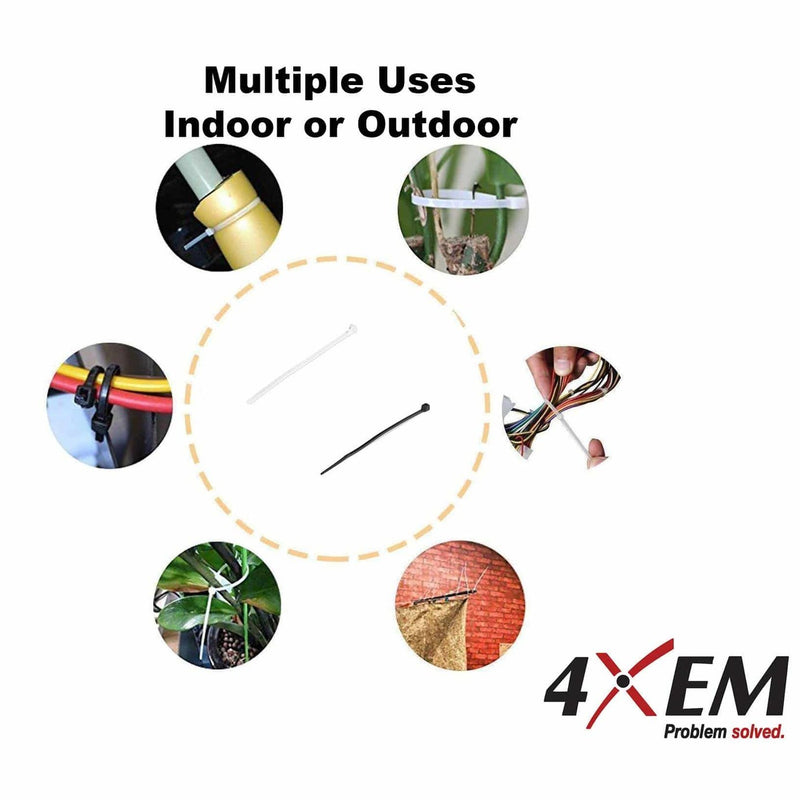 Load image into Gallery viewer, 4XEM 100 Pack 10" 7.5mm Reusable Cable Ties - Black Medium Nylon/Plastic Zip Tie