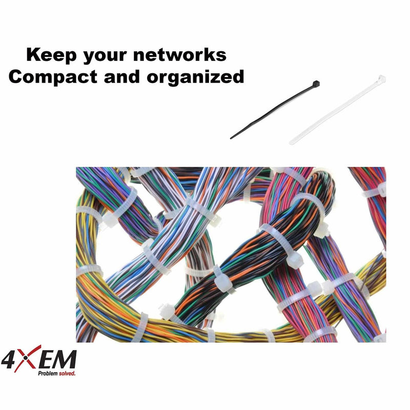 Load image into Gallery viewer, 4XEM 100 Pack 6" 8mm Reusable Cable Ties - Black Medium Nylon/Plastic Zip Tie