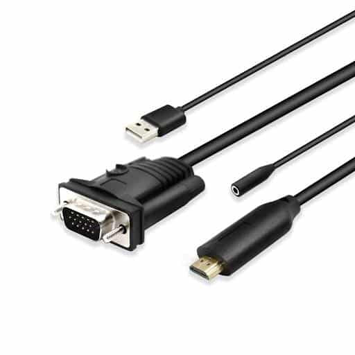 4XEM 6ft HDMI VGA Adapter with 3.5mm Audio Jack USB Power