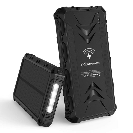 4XEM 30,000 mAh Mobile Solar Power Bank and Charger