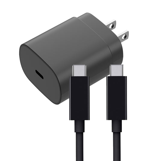 4XEM 25W USB-C Charger and 6FT USB-C/USB-C Cable Kit for Smartphones and USB-C Compatible Devices - Black