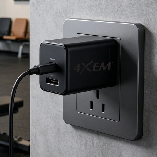 4XEM 65W USB-C + USB-A GaN Wall Charger with PD & PPS Fast Charging – Dual Port Compact Laptop & Travel Power Adapter (Black)