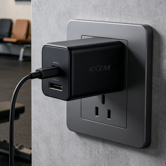 4XEM 65W USB-C + USB-A GaN Wall Charger with PD & PPS Fast Charging – Dual Port Compact Laptop & Travel Power Adapter (Black)