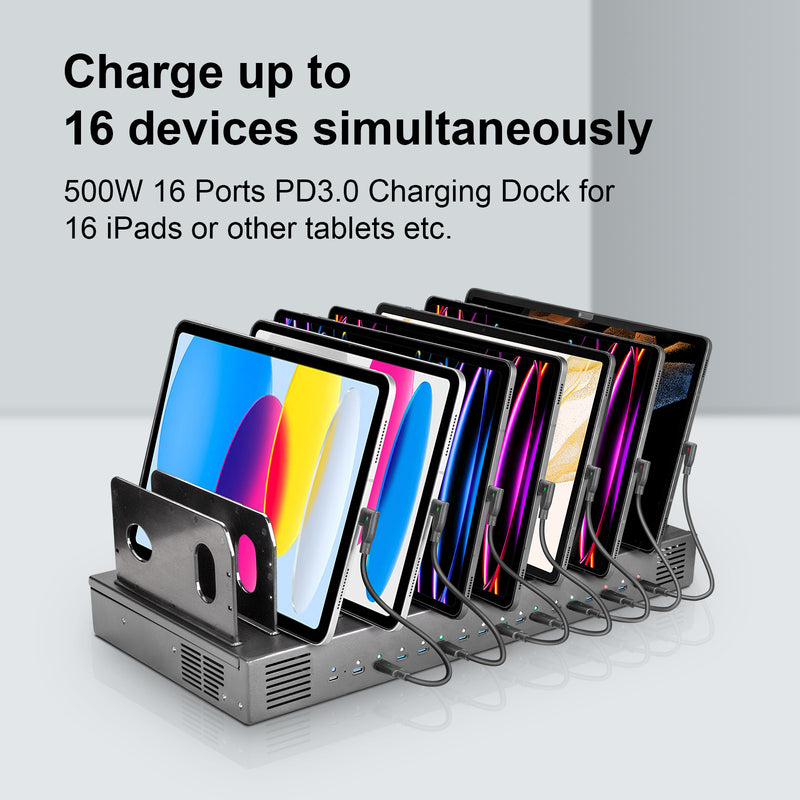 Load image into Gallery viewer, 4XEM 16-Port USB-C Desktop Charging Station – 500W Total, 30W Fast Charging per Port
