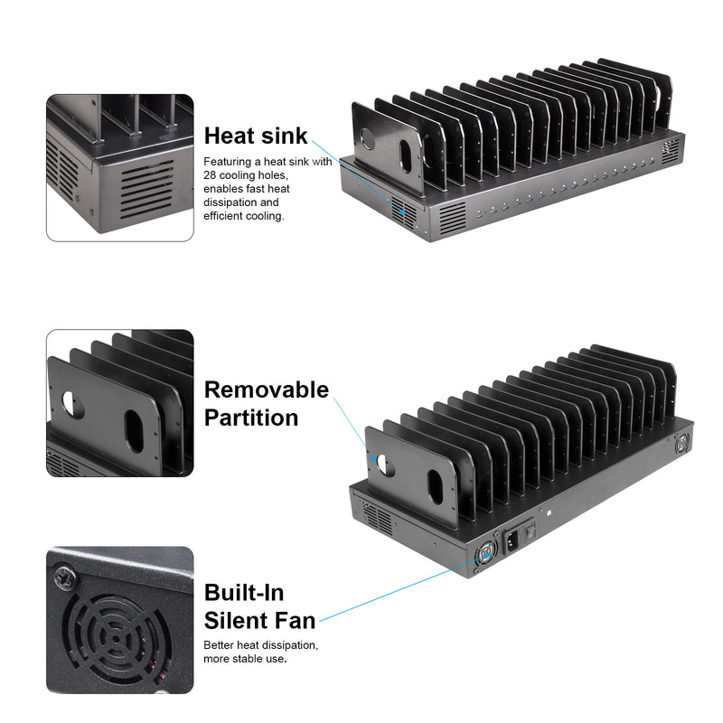 Load image into Gallery viewer, 4XEM 16-Port USB-C Desktop Charging Station – 500W Total, 30W Fast Charging per Port

