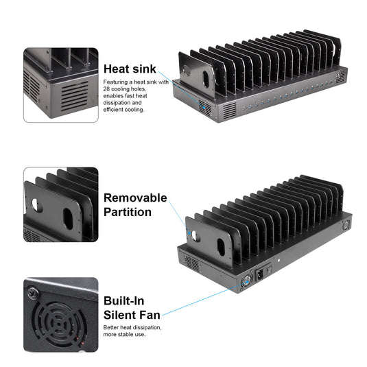 4XEM 16-Port USB-C Desktop Charging Station – 500W Total, 30W Fast Charging per Port