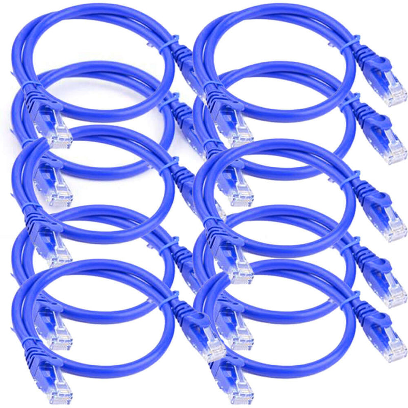Load image into Gallery viewer, 4XEM 3FT Cat6 Molded RJ45 UTP Network Patch Cable (Blue) – 10 Pack

