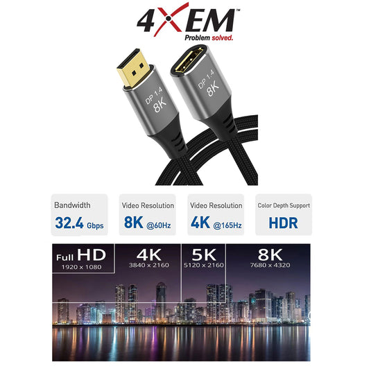 4XEM 3ft DisplayPort to DisplayPort Extension Cable