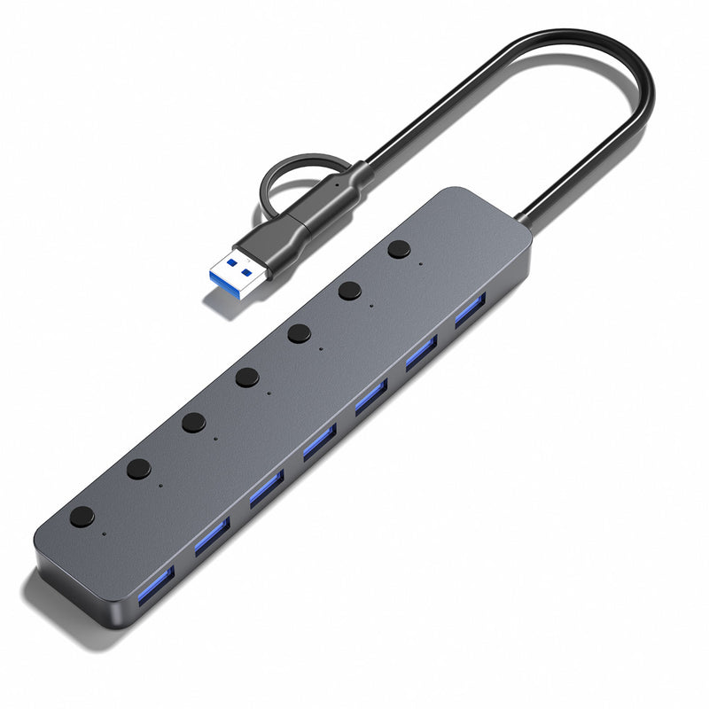 Load image into Gallery viewer, 4XEM 7-port USB-A 3.0 Hub with USB-A and USB-C connection
