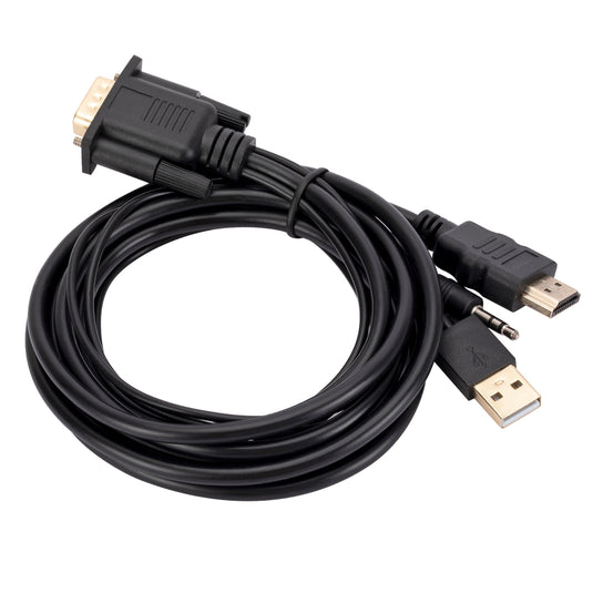4XEM HDMI to VGA Adapter Cable With 3.5mm Audio Cable- 3FT Black