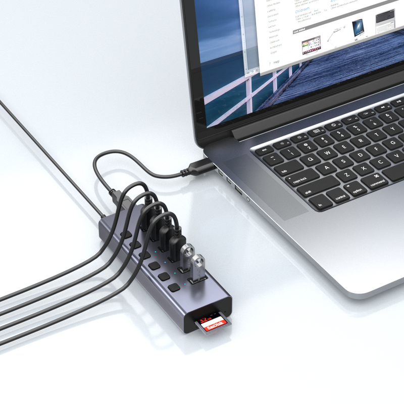 Load image into Gallery viewer, 4XEM 8-in-1 Multi port power USB Hub
