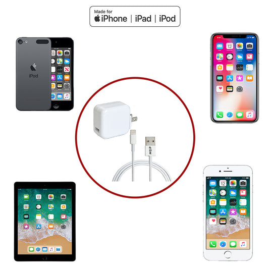 4XEM iPad Charging Kit - 3FT Cable with 12W iPad wall charger - MFi Certified