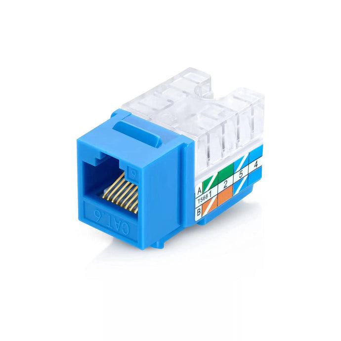 4XEM 10 pack Cat6A RJ45 Keystone Jack 110-Type Blue