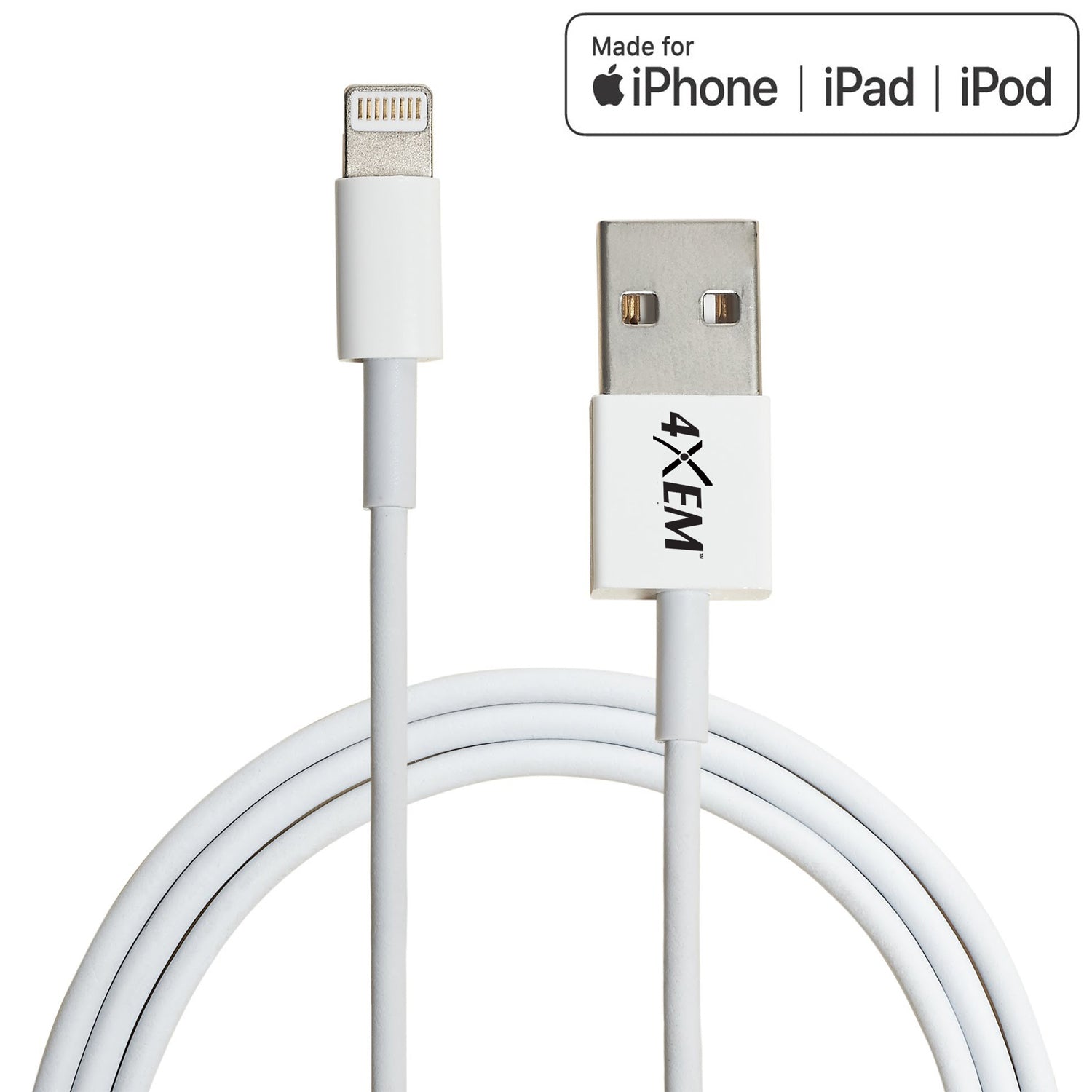 4XEM 6ft 2m Lightning cable - MFi Certified