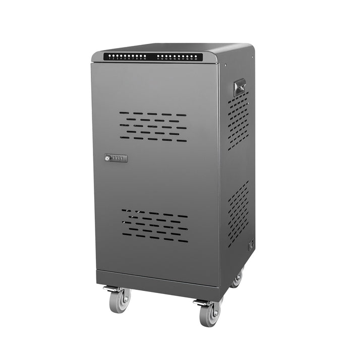 4XEM 20‑Port USB‑C 1600 W Charging Cart – 65 W PD per Port, Smart Power, Dual-Fan Cooling, Lockable Metal Cabinet & Casters