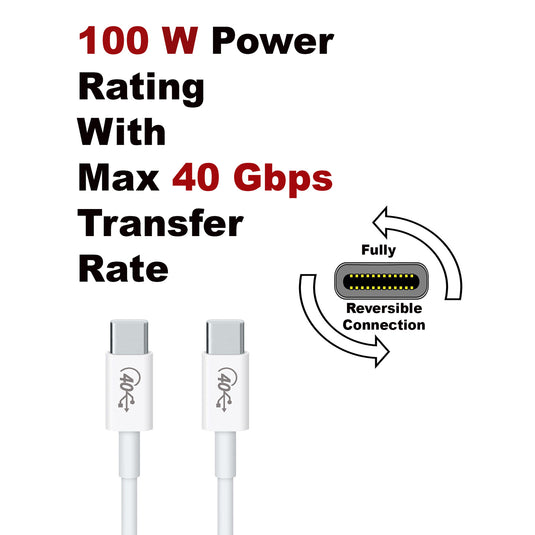 4XEM USB-C to C 40 Gigabit 200CM/2M Cable White