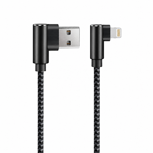 4XEM 1ft USB-A to Lightning Right-Angle Braided Cable - MFi Certified