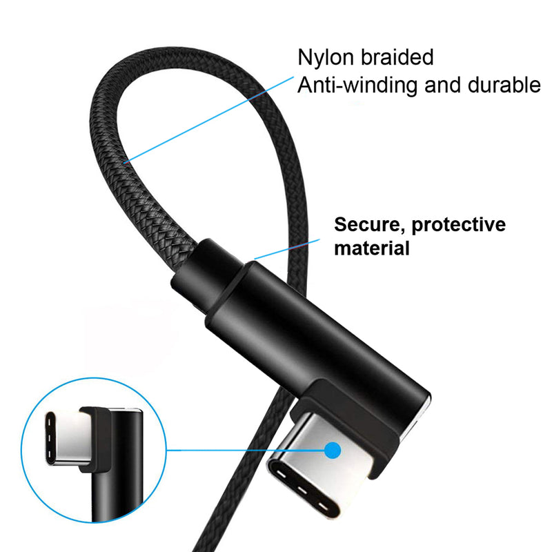 Load image into Gallery viewer, 4XEM 1ft USB-A to USB-C Right-Angle Braided Cable – USB 2.0, 15W
